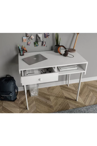 ROSEPAL Mobilya Major Beyaz Duvara Monte Çalışma Masası Ve Üst Modül - 3