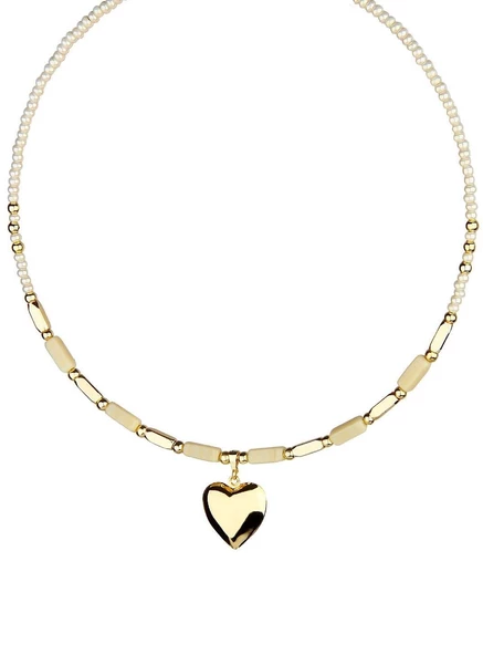 KL-KALP OBJE DETAY BEYAZ BONCUK TASMA KOLYE - 2