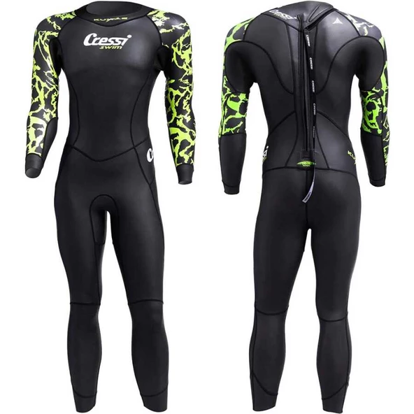 Cressi Kuwae Man Yüzücü Elbisesi  BLACK/GREEN 2MM - NO:2 / S