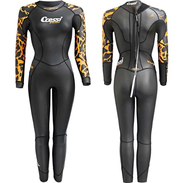 Cressi Kuwae Lady Yüzücü Elbisesi  BLACK/ORANGE 2MM -  NO:1 / XS