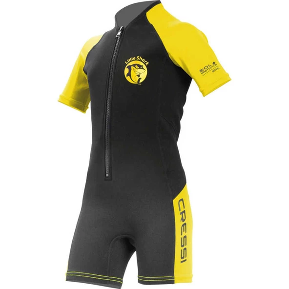 Cressi Little Shark Junior Shorty Dalış Elbisesi  BLACK / YELLOW 2MM - 3/4 YAŞ