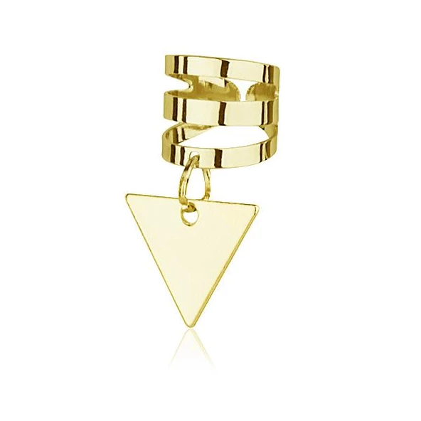 KL-OBJE DETAY ÜÇGEN EAR CUFF KÜPE GOLD RENK