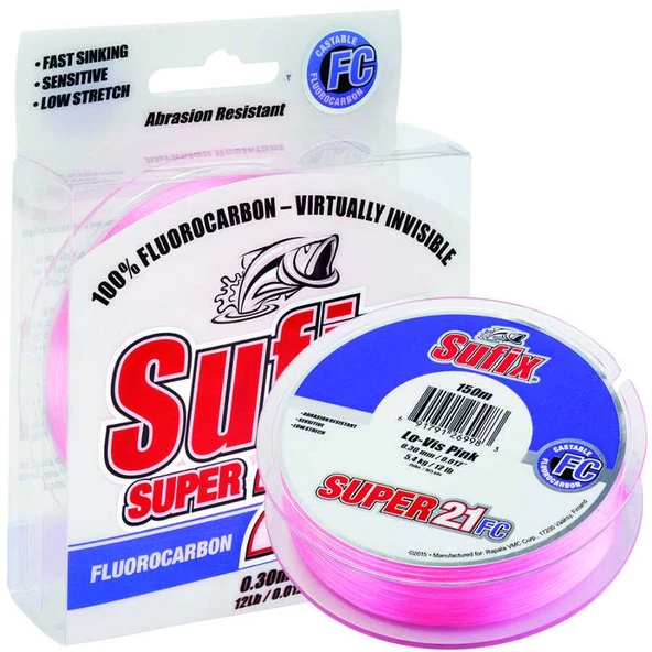 Sufix Süper 21 Fluorocarbon Misina  PINK 0.28MM - 50MT - 6.5KG