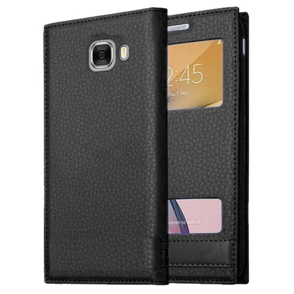 Samsung Galaxy C7 Uyumlu Pencereli Kapaklı Magnum Kılıf ürün görseli 1