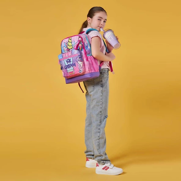 Coral High 2li Set Milkshake Desenli Okul Çantası Beslenme 23749 - 2