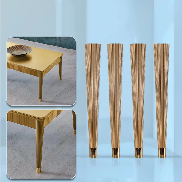 Plastik Altın Renk Suit Sehpa Ayağı 45 cm Ayak 4 Adet Mutfak Yemek Masası Mobilya Ayak Zigon Gold - 6