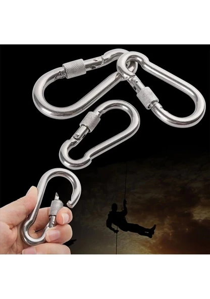 Karabina Kilitli 12 mm Yaylı Kanca 5 Adet - 4