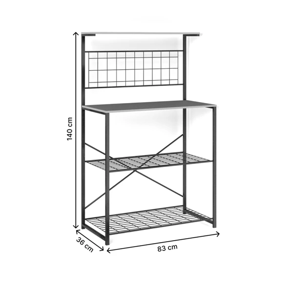 Eportatif Çok Amaçlı Dolap Mutfak Rafı Bango Masa Füme 1435 - 7