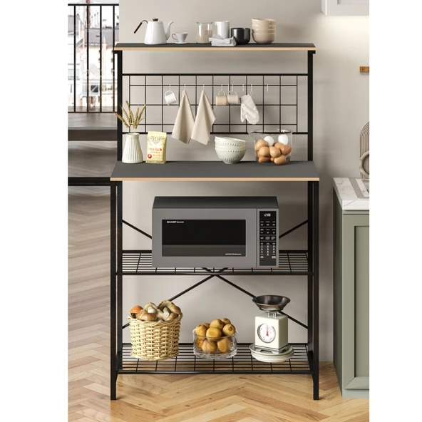 Eportatif Çok Amaçlı Dolap Mutfak Rafı Bango Masa Füme 1435 - 2