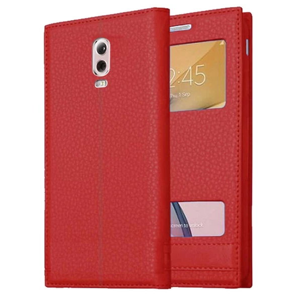 Samsung Galaxy C8 Uyumlu Pencereli Kapaklı Magnum Kılıf - Resim 3