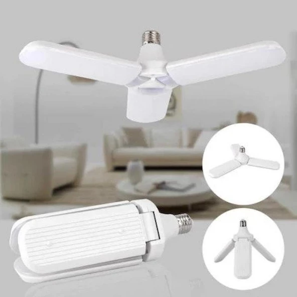WUVERA Beyaz 3 Kollu Katlanabilir Pervane Led Ampul 30 Waat - 3