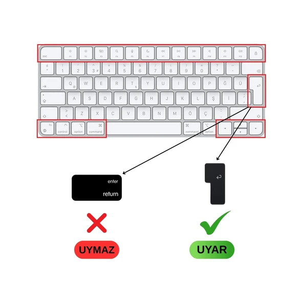 Apple Magic Keyboard 3 A2449 A2450 A3118 A3203 Türkçe F Klavye Koruyucu – ISO Ters L Enter Silikon - Resim 2