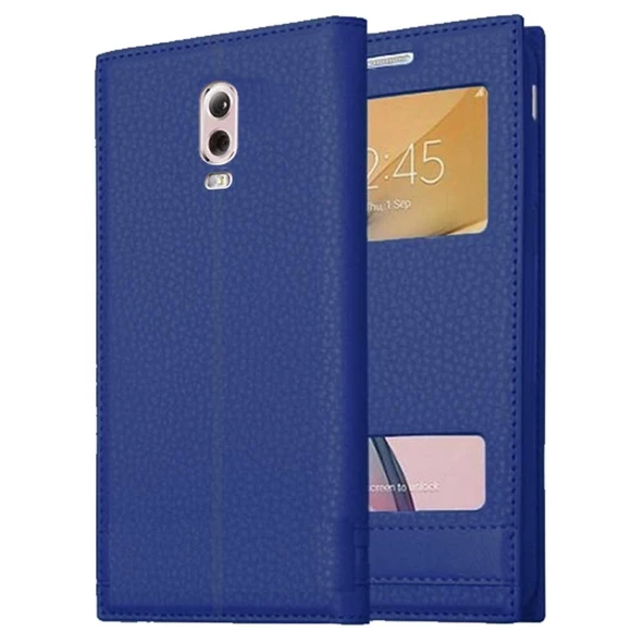 Samsung Galaxy C8 Uyumlu Pencereli Kapaklı Magnum Kılıf - Resim 8