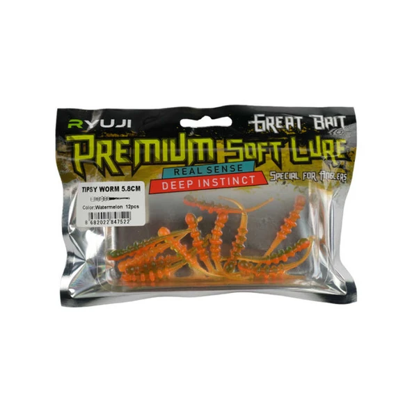 Ryuji Tipsy Worm 5.8cm Silikon Yem (12 Adet)  GREEN Standart - 4