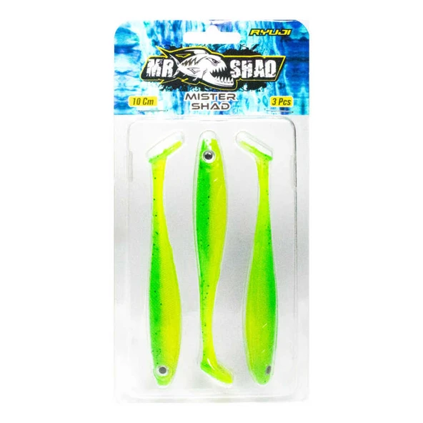 Ryuji Mister Shad 10cm 7gr Silikon Yem  Standart UV LIME - 4