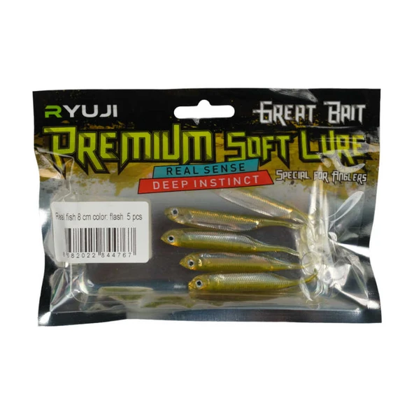 Ryuji Real Fish 8cm Silikon Yem (5 Adet)  SILVER Standart - Resim 5