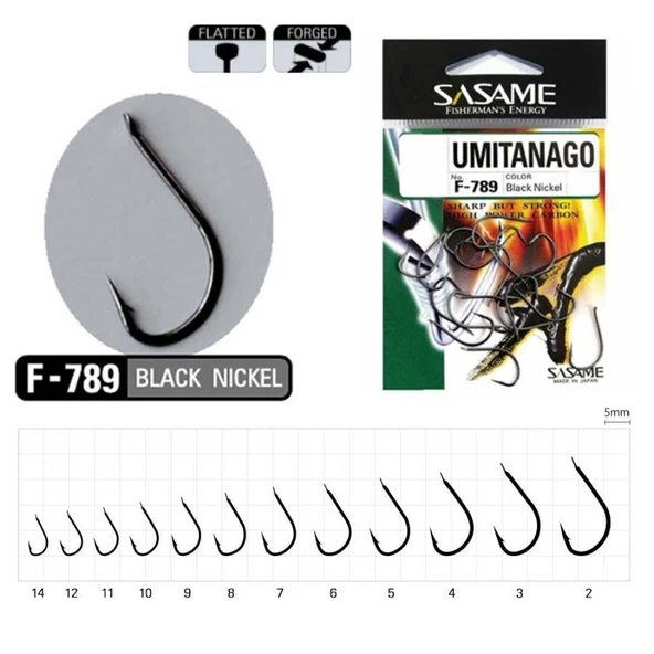 Sasame Umitanago Black F-789 Serisi Olta İğnesi  Standart 5 - 2