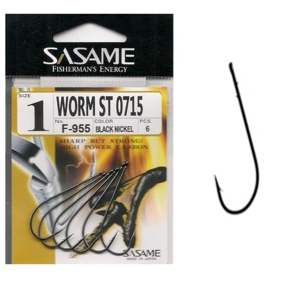 Sasame Worm F-955 Serisi Olta İğnesi  Standart 1/0