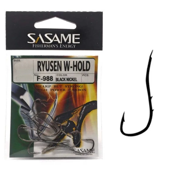 Sasame Ryusen W-Hold Black F-988 Serisi Olta İğnesi  Standart 12