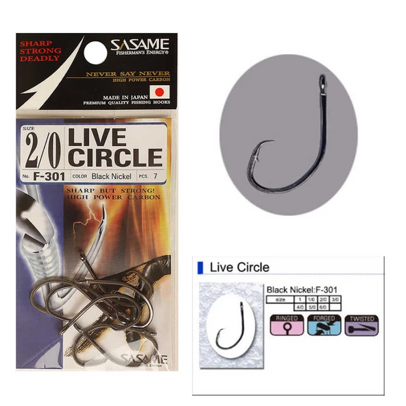 Sasame F-301 Live Circle Serisi Olta İğnesi  Standart 2/0