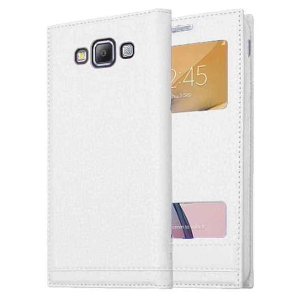 Samsung Galaxy E5 Uyumlu Pencereli Kapaklı Magnum Kılıf - Resim 7