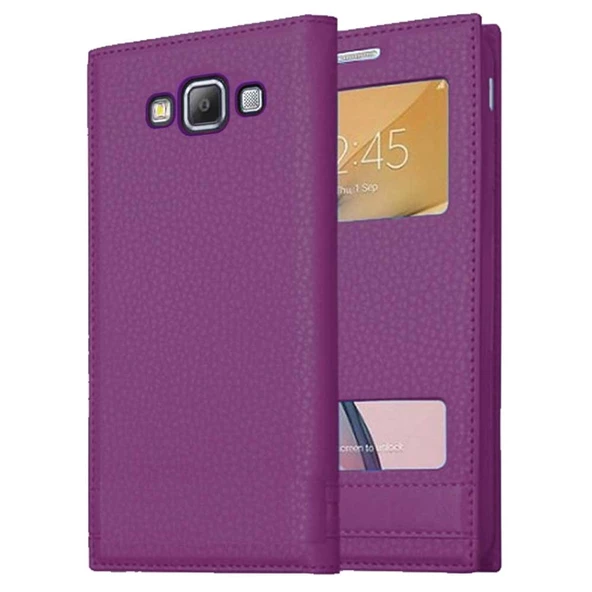 Samsung Galaxy E5 Uyumlu Pencereli Kapaklı Magnum Kılıf - Resim 2