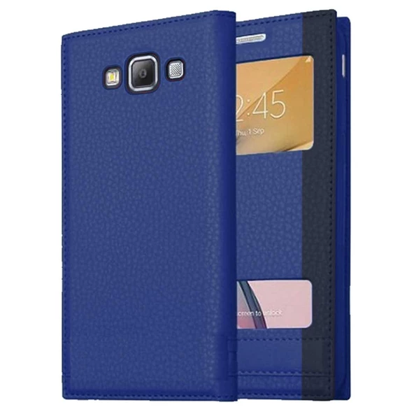 Samsung Galaxy E5 Uyumlu Pencereli Kapaklı Magnum Kılıf - Resim 8