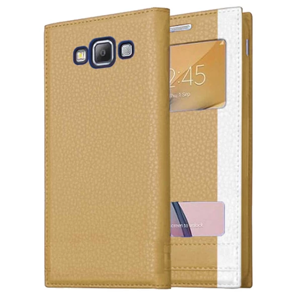 Samsung Galaxy E5 Uyumlu Pencereli Kapaklı Magnum Kılıf - Resim 5