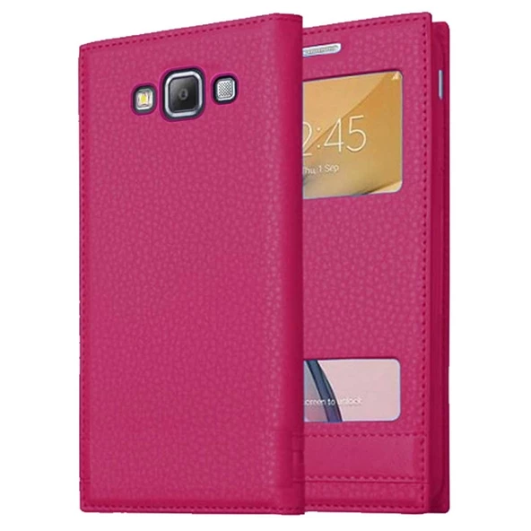 Samsung Galaxy E5 Uyumlu Pencereli Kapaklı Magnum Kılıf - Resim 4