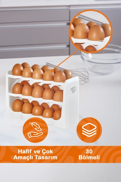 Mithra Life 3 Katlı 30 Bölmeli Buzdolabı İçi Yumurtalık Organizeri MIT1094 - 4