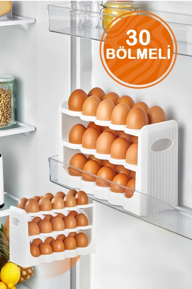 Mithra Life 3 Katlı 30 Bölmeli Buzdolabı İçi Yumurtalık Organizeri MIT1094