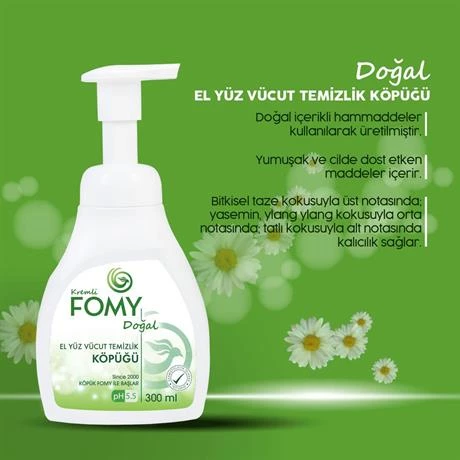 FOMY Doğal Narin El Temizleme Köpüğü Özenle Hazırlanmış Nemlendirici Yenileyici Formül 300+1800ml - 2
