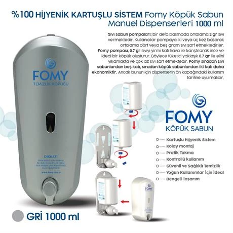 FOMY Köpük Sabun Gri Dispenser 1000 ml - 2