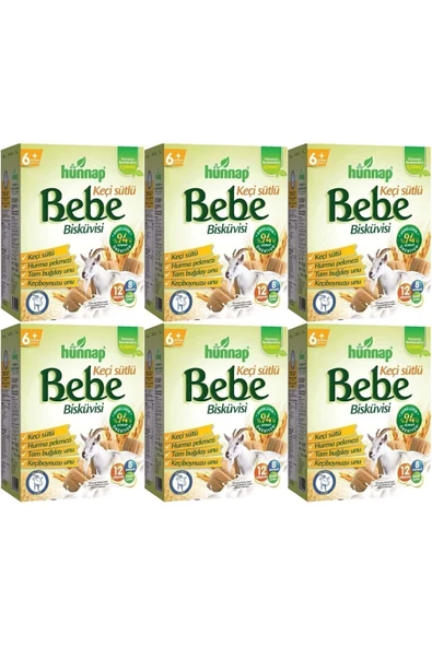 Hünnap Keçi Sütlü 6+ Ay Bebe Bisküvisi 6 x 400 G