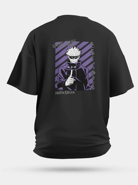 Oversize Satoru Gojo Jujutsu Kaisen Baskılı Unisex Tişört