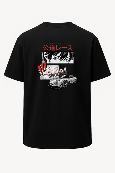 Oversize Street Racing Sokak Yarışı Baskılı Unisex Tişört