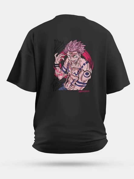 Oversize Sukuna Jujutsu Kaisen Baskılı Unisex Tişört