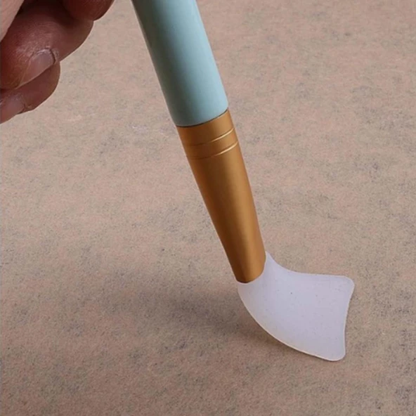 Temizlemesi Kolay İkili Silikon Yüz Cilt Bakımı Maske ve Krem Spatulası - 4