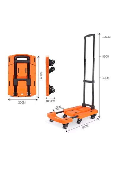 BALATLI   6 Tekerlekli Ayarlanabilir ve Katlanabilir Paket Koli Taşıma Arabası 200 Kg - 2