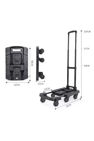 BALATLI   6 Tekerlekli Ayarlanabilir ve Katlanabilir Paket Koli Taşıma Arabası 200 Kg - 3