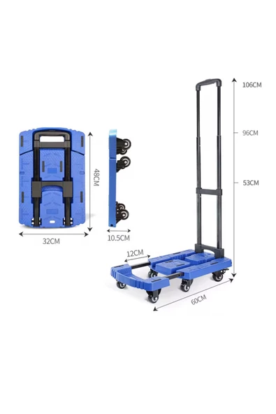 BALATLI   6 Tekerlekli Ayarlanabilir ve Katlanabilir Paket Koli Taşıma Arabası 200 Kg - 2