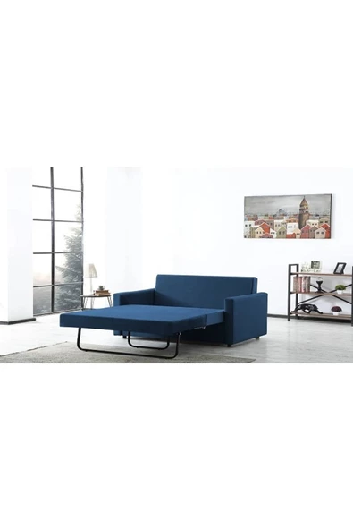 ENZELO Venüs Iki Kişilik Yatak Olabilen Koltuk - Refakatçı Koltuğu ( Mavi ) - 4