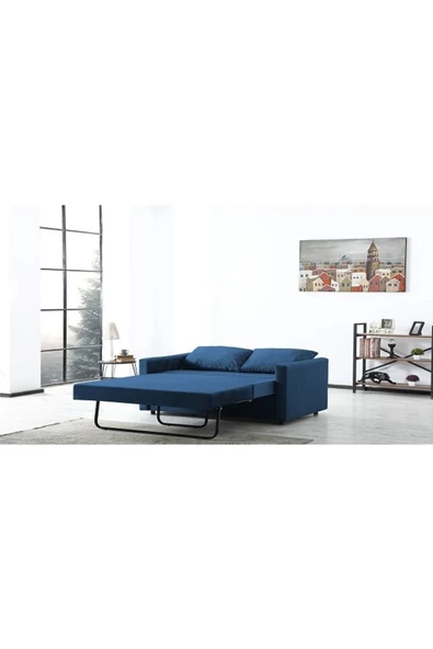 ENZELO Venüs Iki Kişilik Yatak Olabilen Koltuk - Refakatçı Koltuğu ( Mavi ) - 5