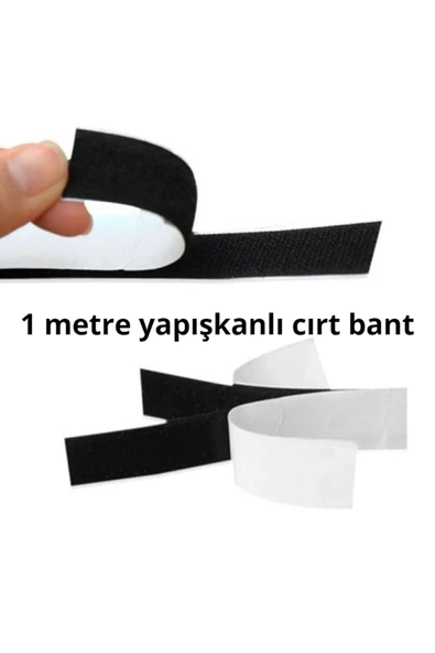 ENZELO 2 Cm Yapışkanlı Siyah Cırt Cırtlı Bant 1 Metre