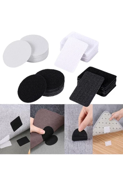 ENZELO 10'lu Halı Kilim Koltuk Örtüsü Sabitleyici Kaydırmaz Cırt Yıkanabilir Yapışkanlı 5 Cm Beyaz - 2