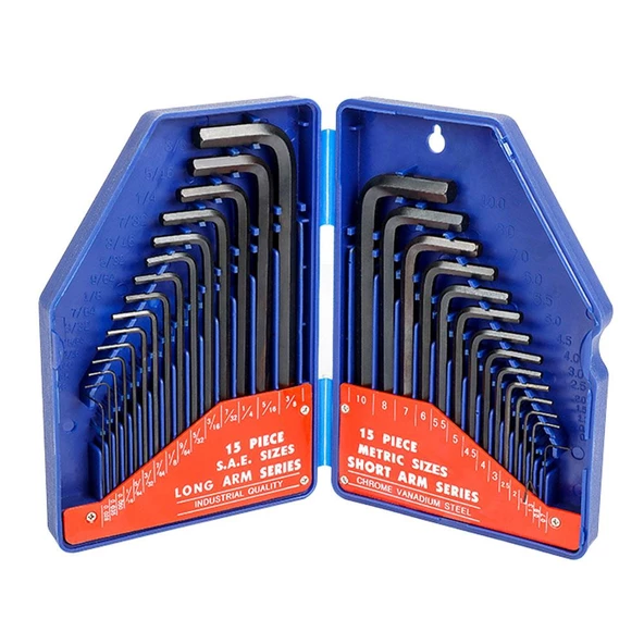 Workpro Wp222018 30 Parça Uzun Boy Cr-V Metrik/İnç Profesyonel Allen Anahtar Takımı