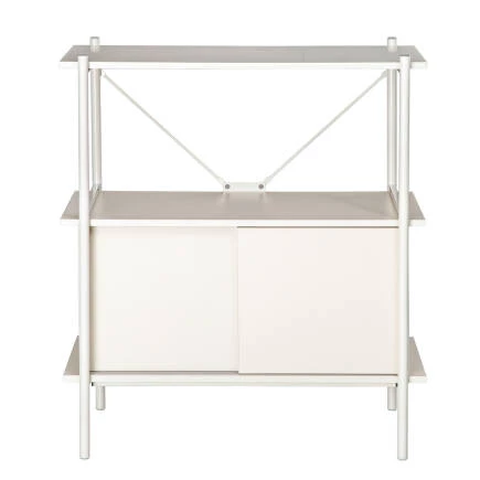 Retro 2 Raflı Sürgü Kapaklı Metal Kitaplık-Vizon 80x92x40 cm - 4