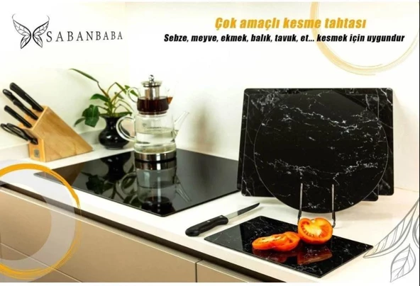 CAM KESME TAHTASI SİYAH MERMER 30X40 CM - Resim 2