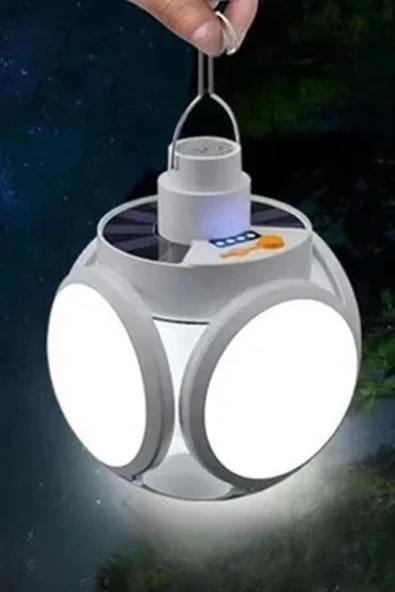 5 Led'li 3 Farklı Işık Modlu Açılıp Kapanabilir Led Kanatlı Güneş Enerjili Solar Aydınlatma Asılabilir Kamp Feneri - 10