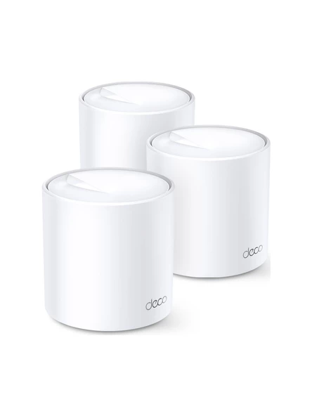 TP-Link Deco X20(3-pack), AX1800 Mbps, 1 GHz CPU, Yapay Zeka Desteği, Gigabit Portları, 150 Cihaza Kadar Bağlantı, 540 m Kadar Kapsama, Mobil Uygulama ile Kolay Kurulum, Wi-Fi 6 Mesh Sistemi